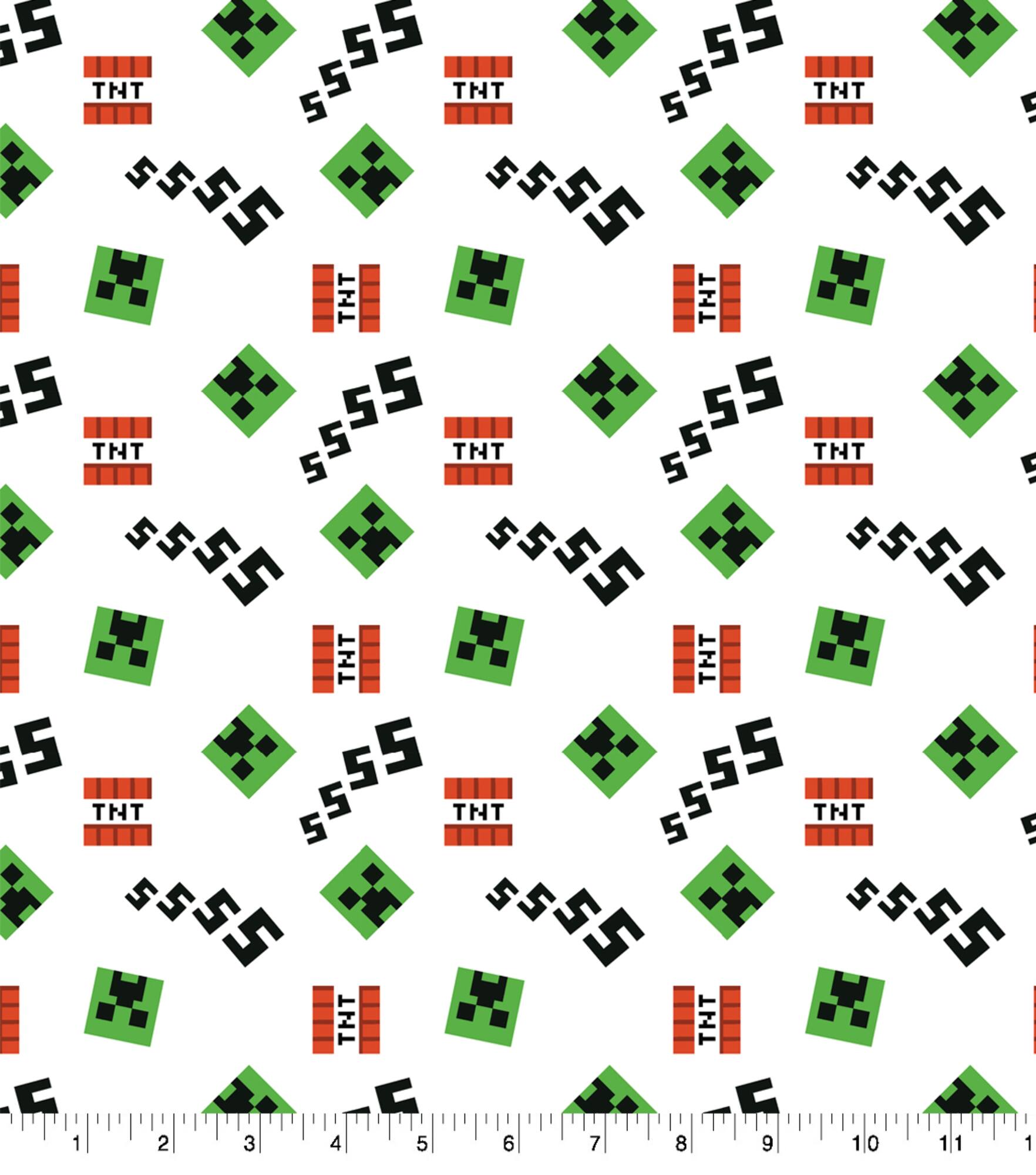 Mojang Minecraft Creeper & Icons Cotton Fabric
